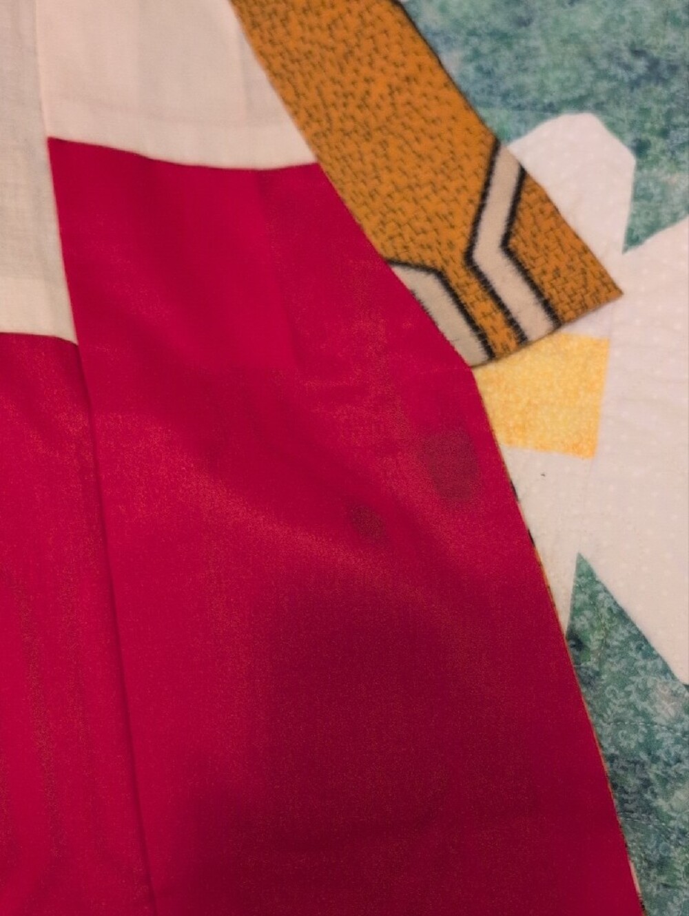 Honeycomb Pattern Long Robe / Kimono - Mustard Yellow & White - Picture 5 of 5